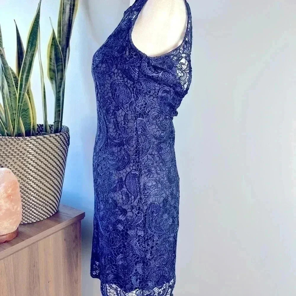 Alythea BACKLESS Royal Lace navy cocktail dress EUC - Picture 3 of 6